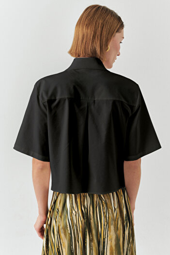 Exquise Short Sleeve Knitwear Garnished Poplin Regular Shirt