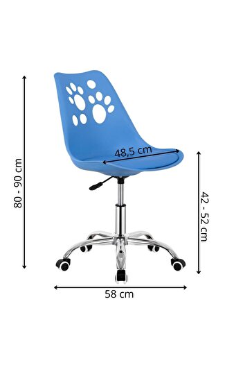 SERSIMO Ergonomic office chair, with foam seat, height adjustable, maximum 120 kg, 90x49x48 cm, blue