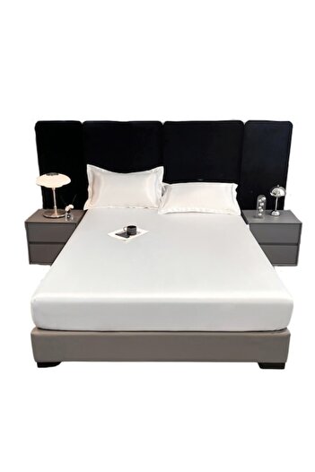 Rotixfy Satin Bed Sheet, White, 180x200 cm