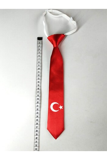 GallanD Tie for 3-4 Year Old Children with Crescent Moon, Star, and Ataturk Pattern, Fixed Tie.