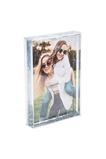 OEM Decorative Glitter Photo Frame, Transparent, 15.5x10.5cm Size, 2cm Thickness
