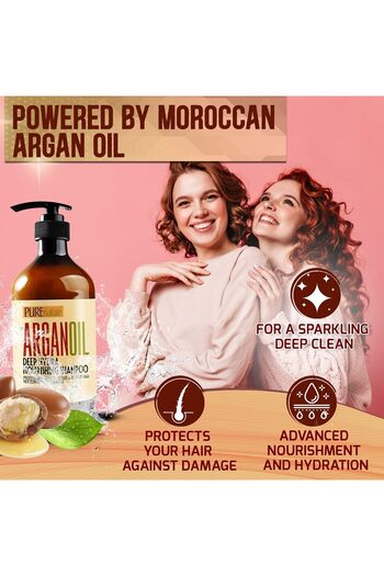 Pure Nature Lux Spa Moroccan Argan Oil Shampoo - Sulfate Free Organic Shampoo for Dry, Damaged, and Curly Hair by Pure N