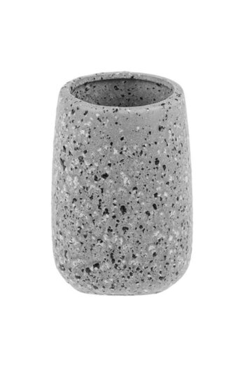 ANTBRO ® Toothbrush Holder Ceramic Round Gray with Matte Texture and Mosaic Pattern, Ø7.5x10.5cm