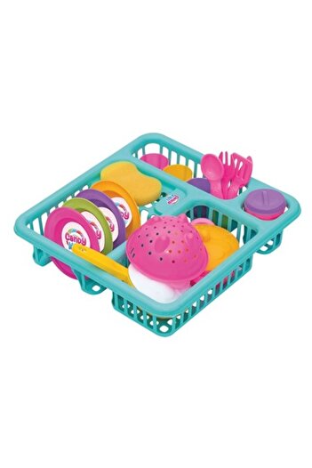 ANTBRO Dish drying play set with sponge, plates, glasses and plastic pots, multicolor