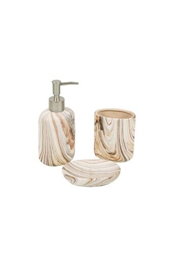 OEM Bathroom Set, Ceramic, Wood Design, 3 Pieces