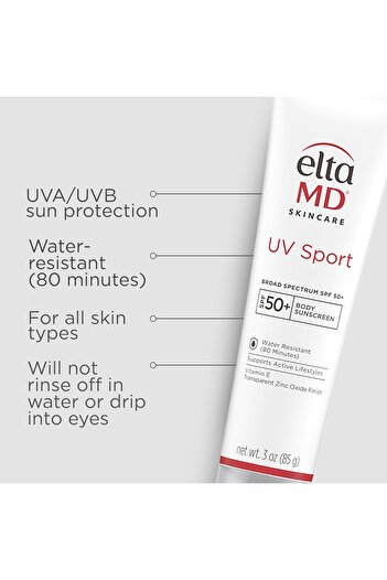 EltaMD Sport Sunscreen SPF 50 Water Resistant, Oil-Free, Zinc Oxide Mineral Formula