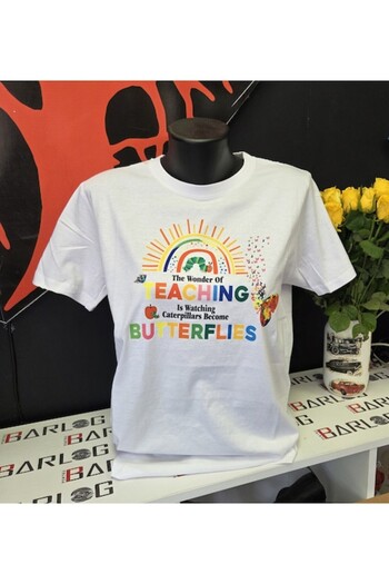 OEM White T-shirt for Women, Cotton, S, 'The Wonder of Teaching'