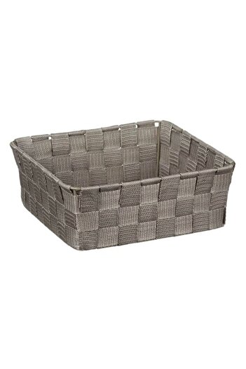 ANTBRO Storage Basket Antbro® with Woven Rattan-Like Pattern and Metal Frame, Taupe, 24x24x8.5cm
