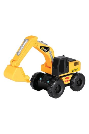 ANTBRO ® Excavator Toy Vehicle with Large Wheels, Sounds, and Lights, Plastic, Yellow/Black