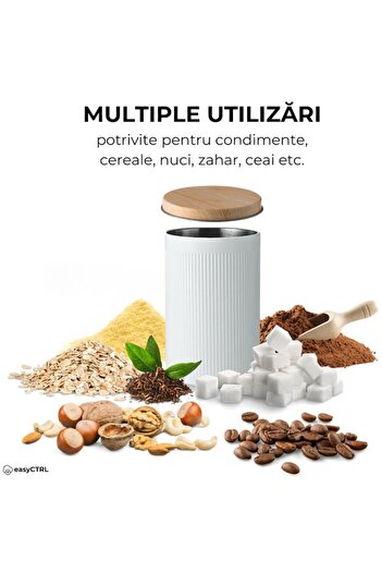 easyCTRL Set 3 Metal Food Storage Boxes, White, 8.5 x 13 cm