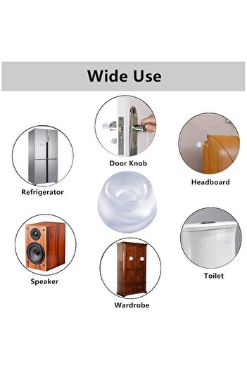 Jenuos Set 12 Door Handle Stoppers JENUOS, Silicone, Transparent, Self-Adhesive, 27mm