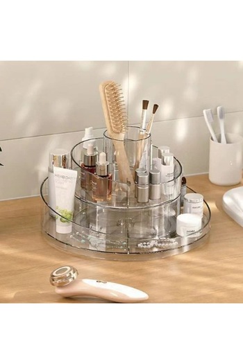 ANTBRO Transparent Acrylic Rotating Organizer Antbro® with 2 Levels for Cosmetics, Ø25x15cm