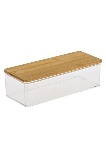 ANTBRO transparent acrylic box with bamboo lid, 23.5x9.5x7cm