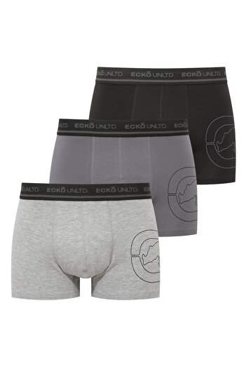 ECKO Anthracite - Gray Melange - Black 3-Pack Boxer Briefs