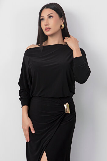 PULLIMM Boat Neck Waist Buckled Sandy Dress Dks1328