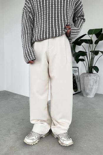 HAFKAGİYİM Krem Basic Premium Fabric Trousers