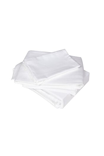 Caressa Bedding Set, 2 People, 4 Pieces, 100% Satin Cotton, White