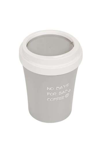 ANTBRO office trash bin with rotating lid, grey, Ø16x21cm - 2.2L