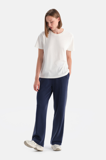 Eros Navy Blue Women's Modal Single Piping Detailed Sweatpants