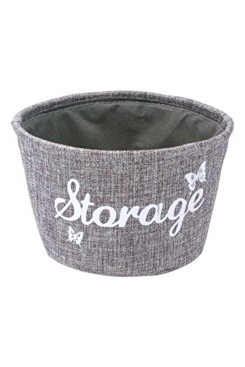 ANTBRO Storage Basket Antbro® Textile with White Message 'Storage', Gray, Ø18x11cm