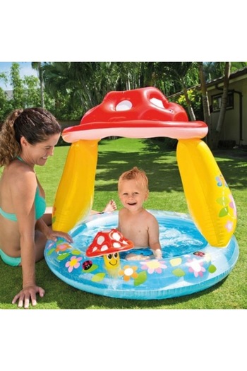 Intex Inflatable Children's Pool, Mushroom with Roof, Multicolor, 102 x 88 cm
