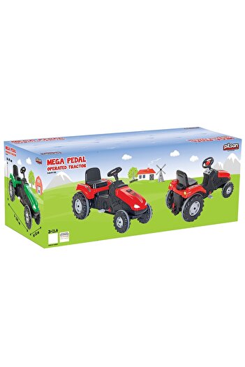 PİLSAN Pedal tractor for children, Mega Green, with adjustable seat, horn, maximum permissible load