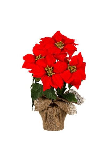 ANTBRO Decorative Christmas Pot, Poinsettias, Diameter 13xHeight 50 cm, Red