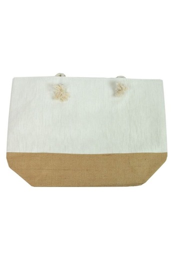 Nebunici Beach bag, jute, sequin pattern Aloha Summer, beige, 55 x 18 x 39 cm,