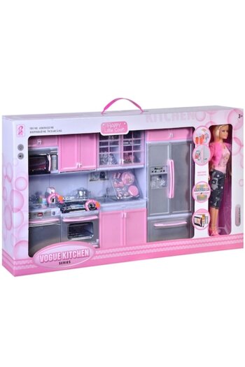 OEM Doll with Kitchen Set, Gelexis, with Cooking Accessories, 43x4x27 cm
