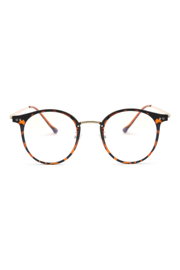 Angel Eyes Leopard Pattern Metal Gold Framed Computer Glasses Blue Light Protective Clear Lens