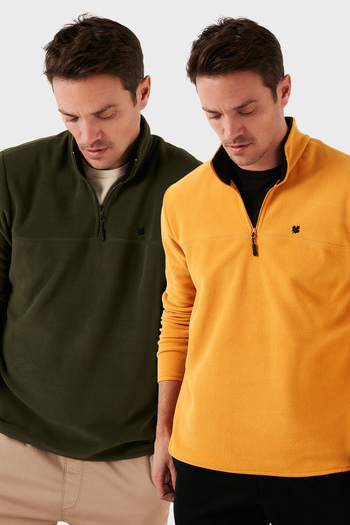 Buratti Slim Fit Anti-Pilling Non-Pilling Bato Collar Raised 2-Pack Fleece Men's Polar 5906