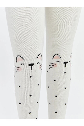 LC Waikiki Lcw Kids Ecru Patterned Girls' Pantyhose