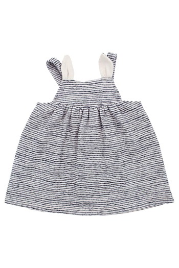 Ozmoz By Mukadder Özden 100% Cotton Ear Decorated Strap Gray Winter Baby Girl Dress
