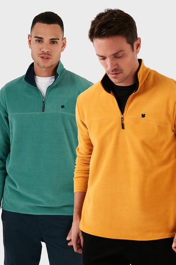 Buratti Slim Fit Anti-Pilling Non-Pilling Bato Collar Raised 2-Pack Fleece Men's Polar 5906