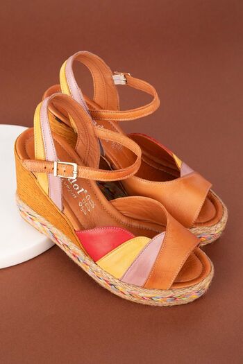 Gondol Women's Genuine Leather Wedge Heel Platform Sandals