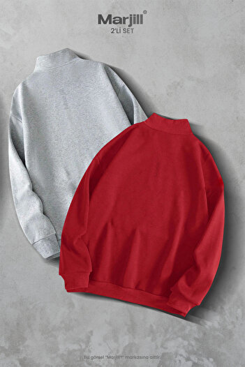Marjill 2-Piece Half-Zip Stand Collar Sweatshirt Campaign Set