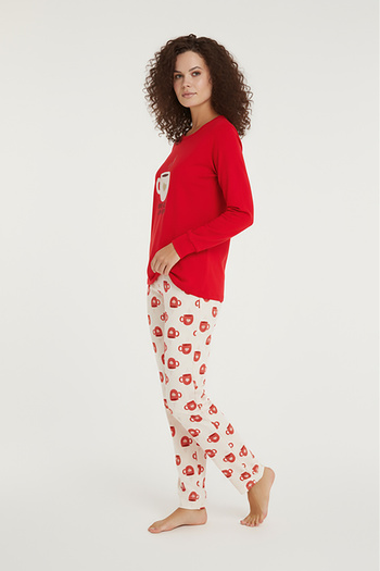 Bravie Luxury Thermal Coffee Lover Women's Winter Long Sleeve Fleece Pajama Set – 42048