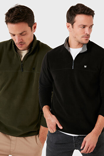 Buratti Slim Fit Anti-Pilling Non-Pilling Bato Collar Raised 2-Pack Fleece Men's Polar 5906
