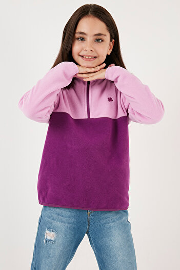 Lela Μαλακή υφή με μισό φερμουάρ Color Block Stand Collar 2-pack Fleece Παιδικό POLAR 5905004S2