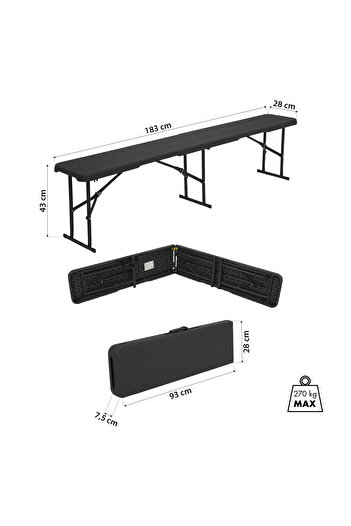 Other NC3404 FOLDING GARDEN BENCH 183 CM ANTHRACITE NILS CAMP