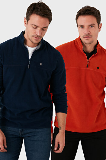 Buratti Slim Fit Anti-Pilling Non-Pilling Bato Collar Raised 2-Pack Fleece Men's Polar 5906