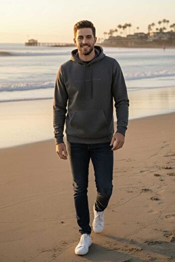 Voltaj Fern Hooded Men's Sweatshirt Anthracite