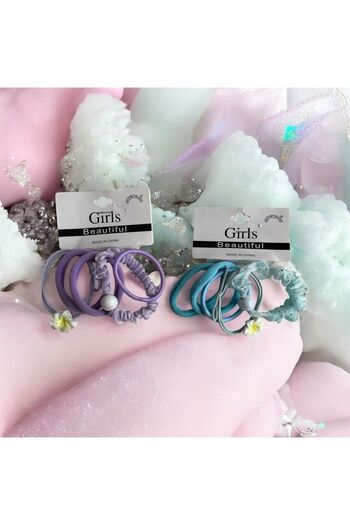 The Cloudish Shop Girl's 5-Piece Rubber Buckle Set with Flower Pearl Details