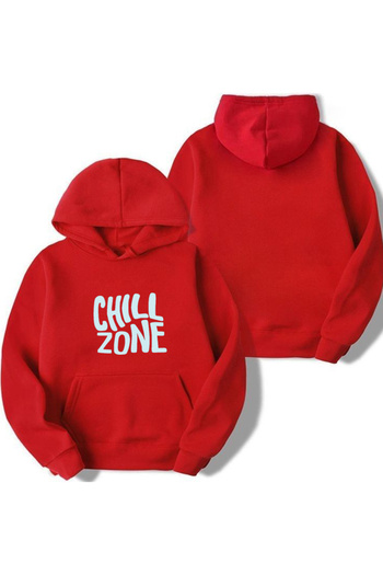 Sebesta Fashion New Season Chill Zone Printed 3 Yarn Cotton Hooded Sweatshirt