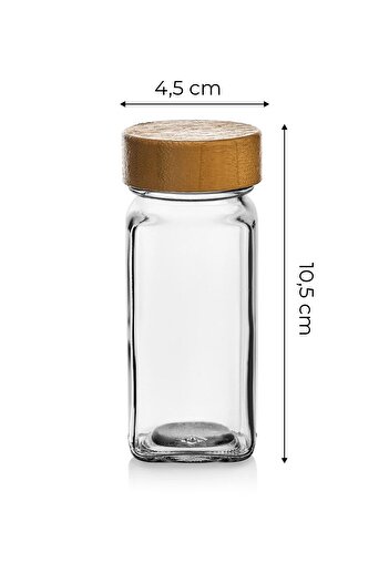 Kitchen Life 12-Piece Square Glass Spice Jar Set with Bamboo Lids / 40 Labels Included as a Gift / 12-Piece Spice Jar Set