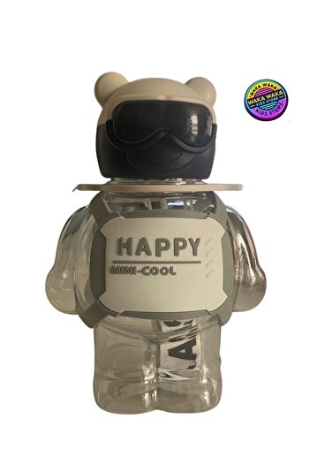ww waka waka kids store Happy Mini-Cool Teddy Bear Shaped Children's Water Bottle 500 ml Colorful Transparent Water Bottle with Strap