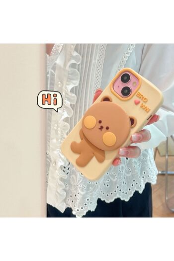 OSG iPhone 15 Compatible Stylish Design Phone Case with Mirror and Stand Features