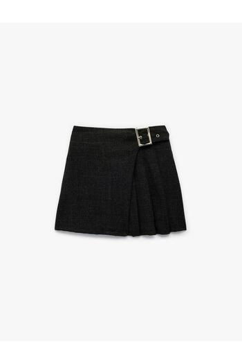 Koton Viscose Blend Thick Pleated Skirt with Belt Detail (Aw 25)