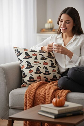 ANJEAHOME Moselle 3D Embroidery Effect Christmas Patterned Throw Pillow Cover, Digital Printed - 45X45 cm (Without Inner Filling)