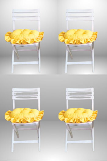 MİNDERHAN Fringed Ruffled Oval Chair Cushion 40X40 cm (4 Pieces)